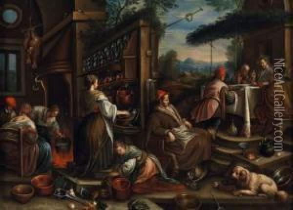 Le Christ Chez Marthe Oil Painting - Jacopo Bassano (Jacopo da Ponte)