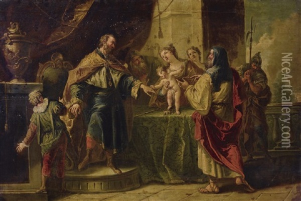 The Infant Moses Trampling On Pharaoh's Crown Oil Painting - Gaspare Diziani