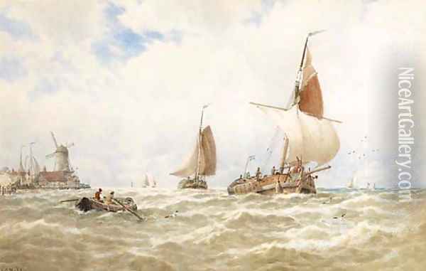 Fishing vessels off the Dutch coast Oil Painting - George Stanfield Walters