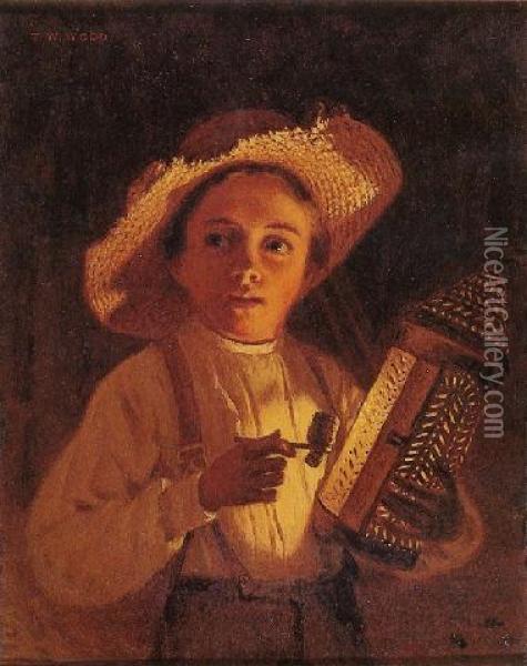 The Young Smoker Oil Painting - Thomas Waterman Wood