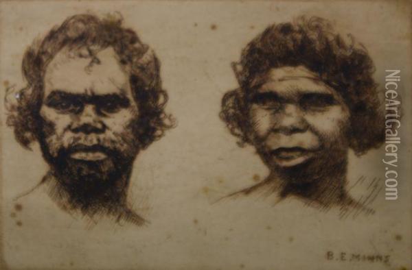 Aboriginal Couple Oil Painting - Benjamin Edwin Minns