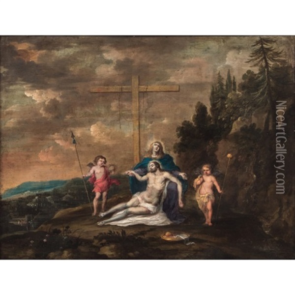 Deposizione Tra Gli Angeli Oil Painting - Anthony Van Dyck