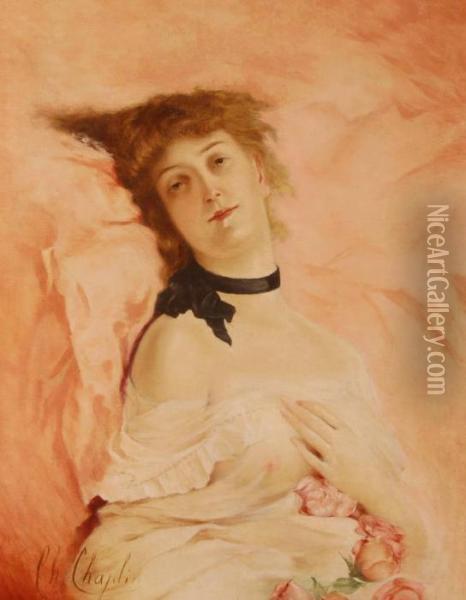 Semi Naked Young Woman Oil Painting - Charles Josua Chaplin