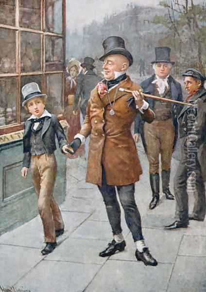 Mr Micawber Conducts David Home Oil Painting - Harold Copping