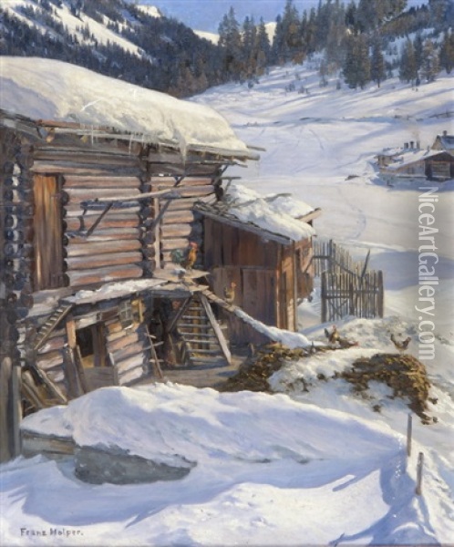 Hutte Im Schnee Oil Painting - Franz Holper