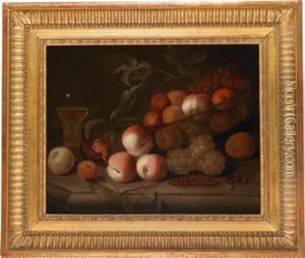 Ein Stillleben Von Fruchten Auf Einer Tischplatte Oil Painting - Jakob Bogdani Eperjes C
