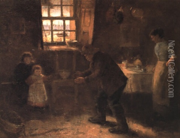 Grandpa's Visit Oil Painting - Robert Gemmell Hutchison