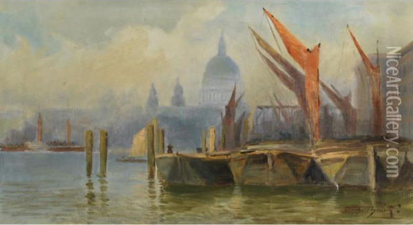 Boats Moored On The Thames, St. Paul
