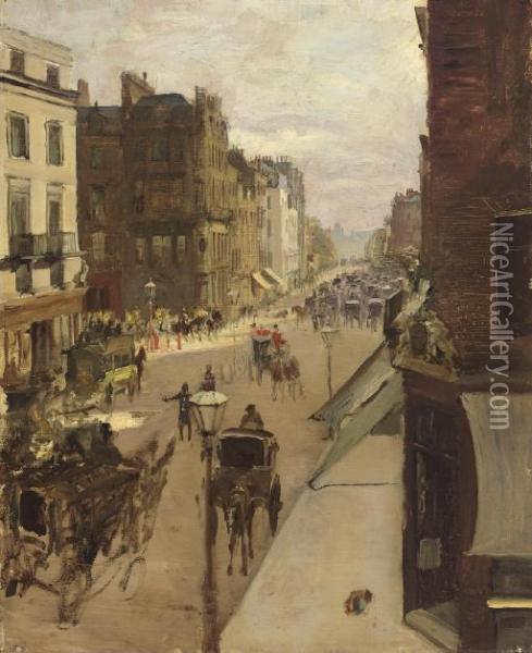 A Street Scene In London Oil Painting - Jacques-Emile Blanche