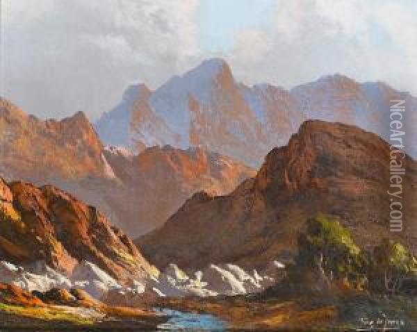Mountain Scene Oil Painting - Tinus De Jong