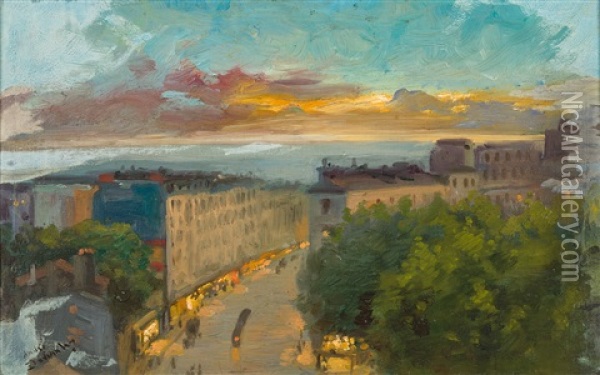 Abendliche Stadtansicht Oil Painting - Andre Devambez