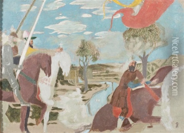 Scene De Bataille (after Piero Della Francesca A Arezzo) Oil Painting - Maurice Denis