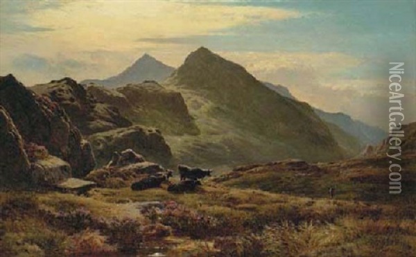 View Of Snowdon Oil Painting - Sidney Richard Percy