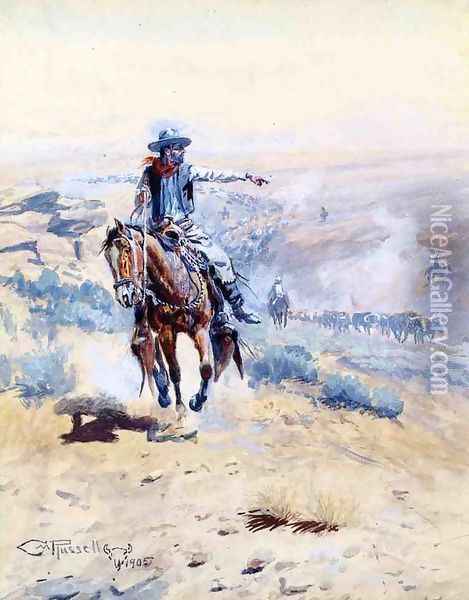 Pointing Out the Trail Oil Painting - Charles Marion Russell