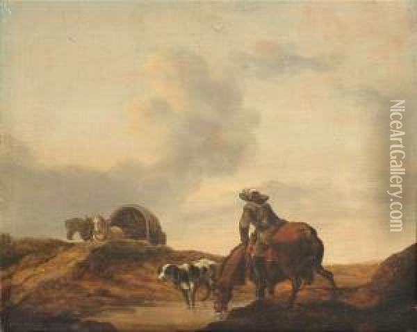 A Rider In A Landscape With Dunes Oil Painting - Dirck Willemsz. Stoop
