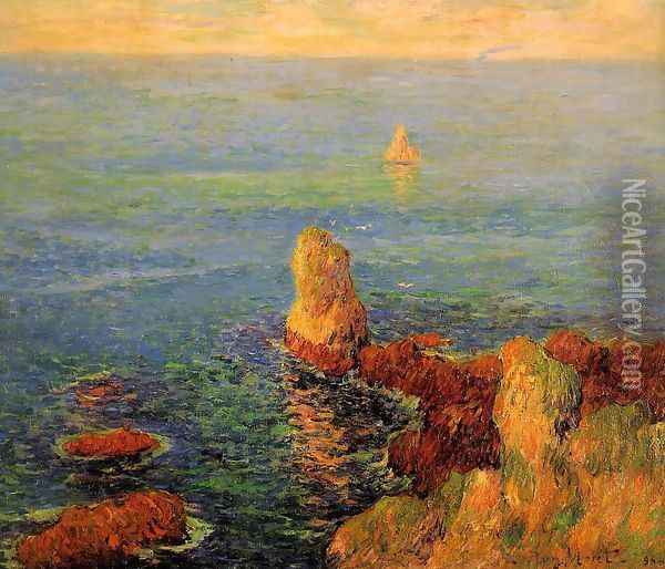 Calm Sea at L'Ile de Groux Oil Painting - Henri Moret