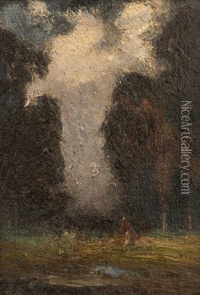 Figure In A Eucalyptus Landscape Oil Painting - Giuseppe Cadenasso