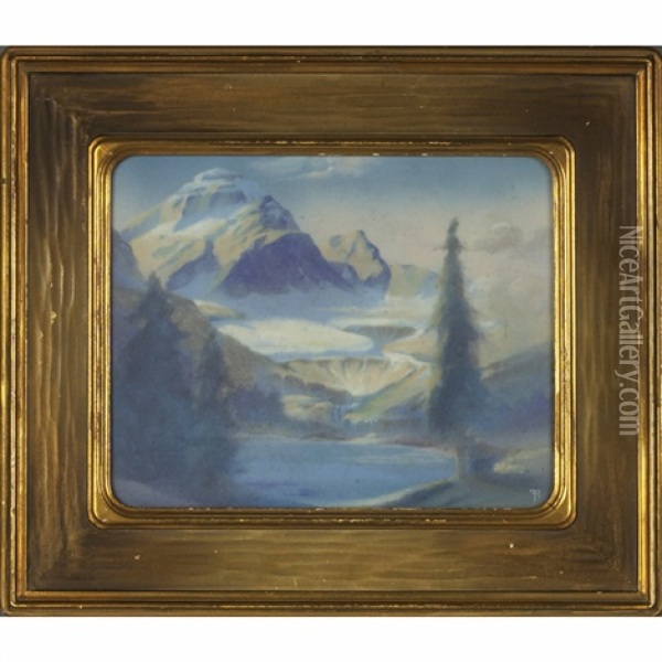 Grinnell Lake And Glacier Plaque Oil Painting - Frederick Rothenbusch
