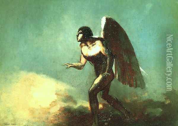 The Winged Man Aka The Fallen Angel Oil Painting - Odilon Redon