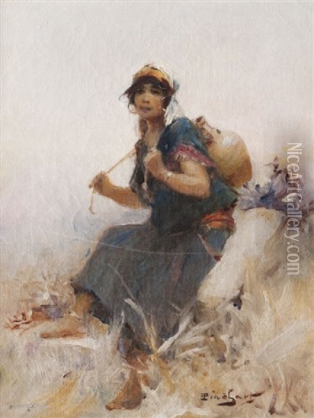 La Porteuse D'eau Oil Painting - Emile Auguste Pinchart