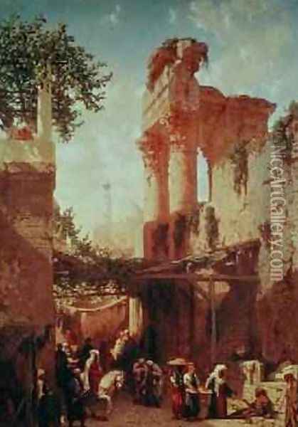 A Road in Cairo Oil Painting - Prosper-Georges-Antoine Marilhat