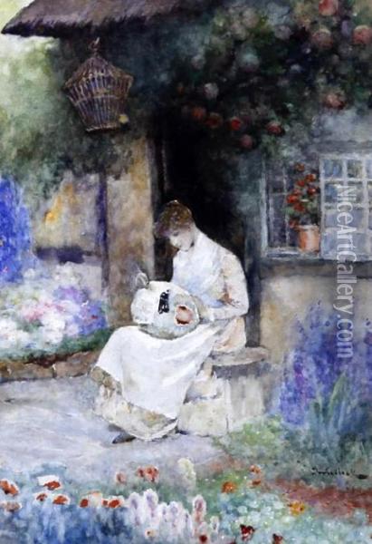 The Lacemakers Daughter Oil Painting - David Woodlock