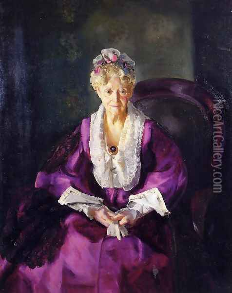 Mrs T In Wine Silk Oil Painting - George Wesley Bellows