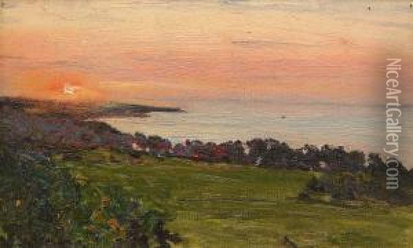 The Lake At Sunset Oil Painting - Nikolai Nikanorovich Dubovsky