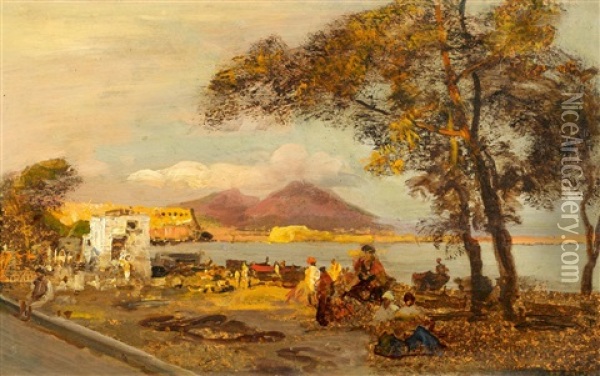 Fischerfamilien Am Golf Von Neapel Oil Painting - Oswald Achenbach