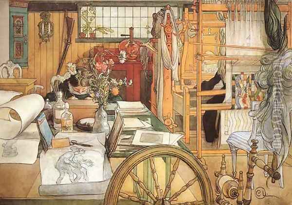 The Workshop Oil Painting - Carl Larsson