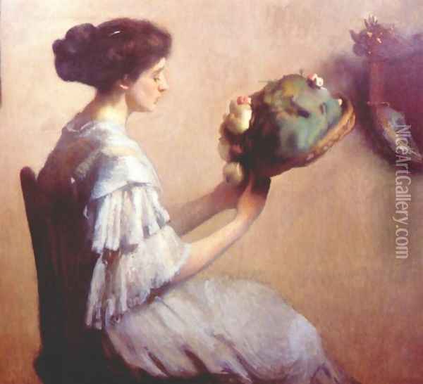 Young Lady with a Hat Oil Painting - Edmund Charles Tarbell