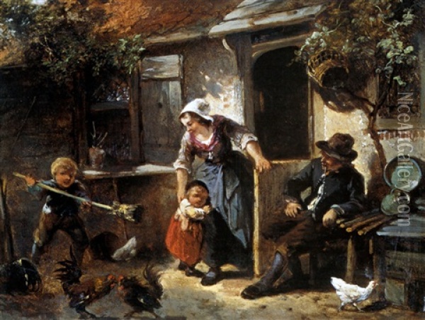 Die Familie Vor Dem Haus Oil Painting - Mari ten Kate
