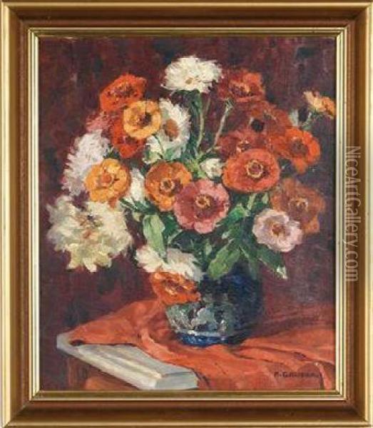 Blumenstrausin Vase Oil Painting - Franz Gruber-Gleichenberg