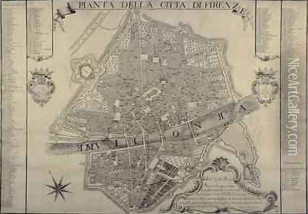 Map of Florence, 1730 Oil Painting - Papini