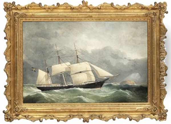 Skeppsportratt Av Fartyget Avik Oil Painting - Frederick Tudgay