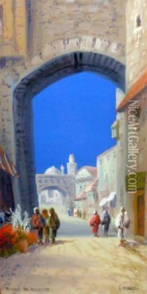 Street In Jerusalem Oil Painting - F. Morelli