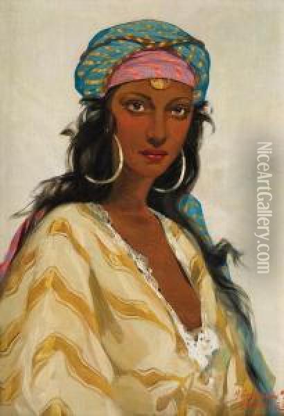Girl From Amman Oil Painting - Aleksander Laszenko