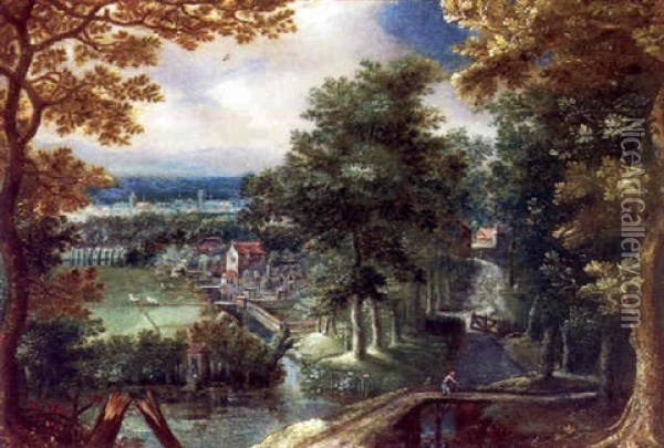 Weite Landschaft Mit Dorfern Und Kanalen Oil Painting - Mattheus Molanus