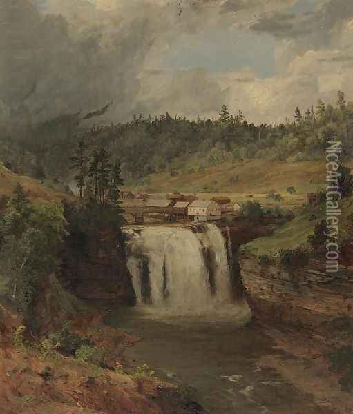 Portage Falls on the Genesse Oil Painting - Jasper Francis Cropsey