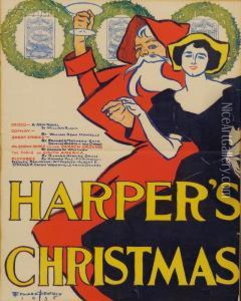 Harper's Christmas Oil Painting - Edward Penfield