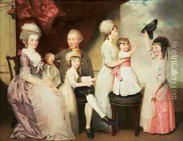A Family Group Oil Painting - John Downman