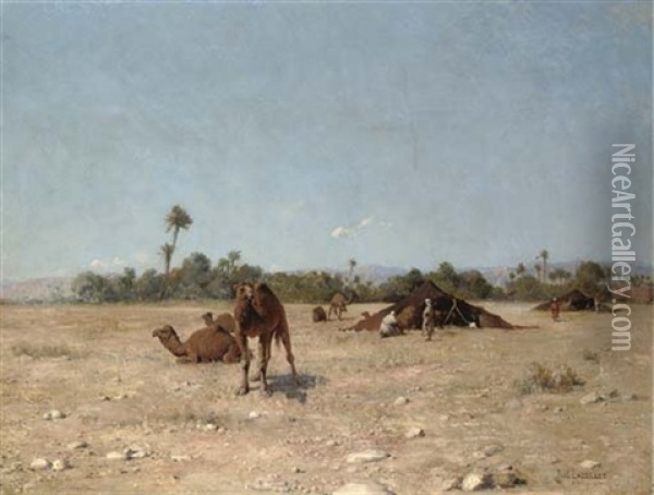 Desert Encampment Oil Painting - Paul Jean Baptiste Lazerges