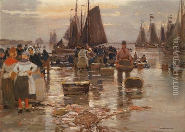 Am Fischmarkt Oil Painting - Hans Herrmann