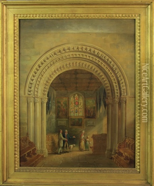 Church Interior Oil Painting - Charles Hodgson