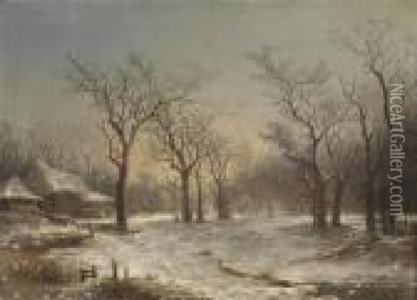 Winter Scenery Oil Painting - Remigius Adriannus van Haanen