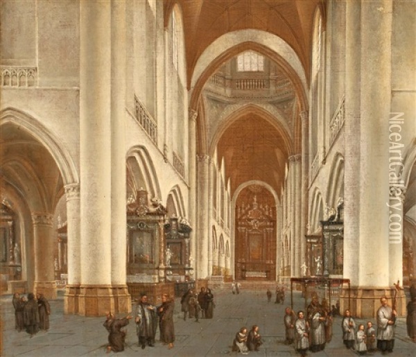 Interior De Una Iglesia Oil Painting - Isaac van Nickele