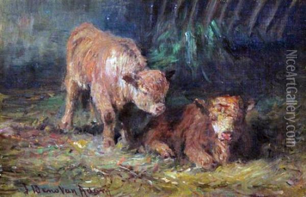 Twin Calves Oil Painting - Joseph Denovan Adam