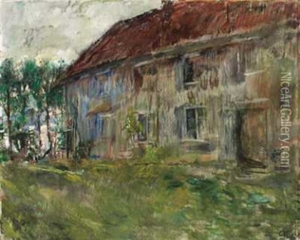 Det Gamle Hus, Bjelkeviken Oil Painting - Christian Krohg