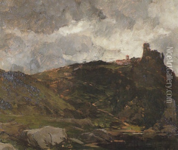 Le Chateau, Ciel D'orage Oil Painting - Karl Pierre Daubigny