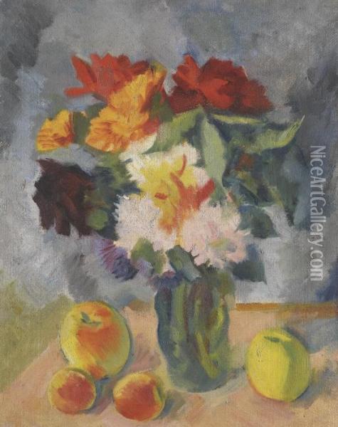 Flowers And Apples Oil Painting - Nikolai Andreevich Tyrsa